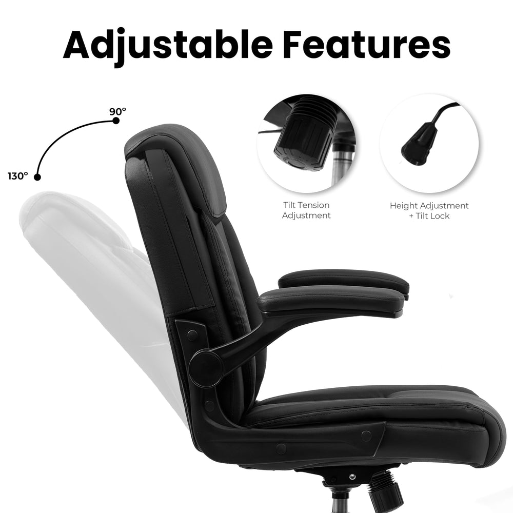 NEO CHAIR armrest flipped up demonstrating space-saving feature