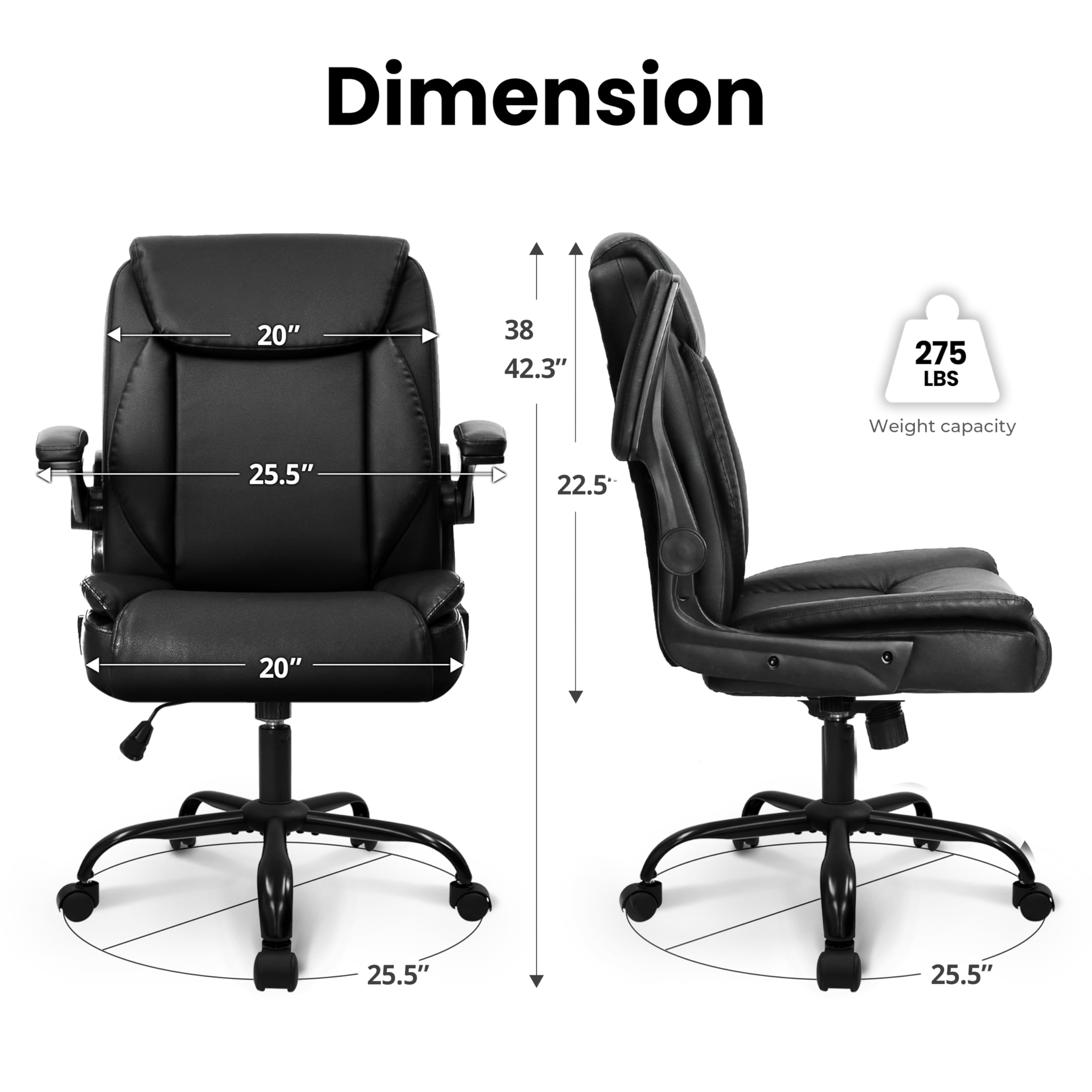 NEO CHAIR side profile highlighting tilt mechanism and adjustable height benefit