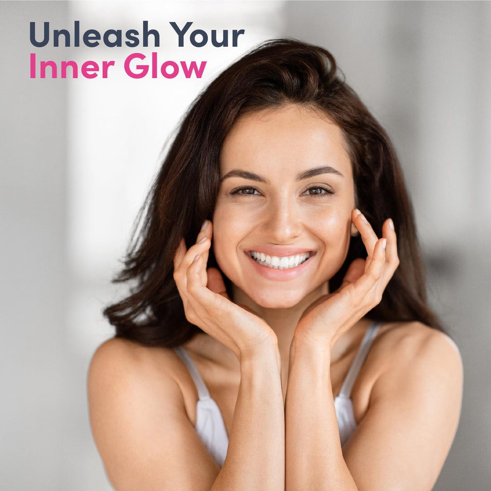 NeoCell escena lifestyle con mujer sonriente, sugiere cuidado de piel y cabello