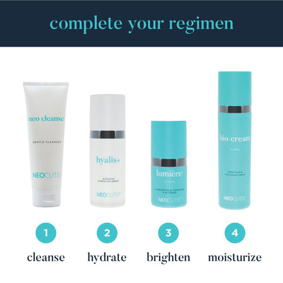 NEOCUTIS on bathroom counter staged for morning skincare routine