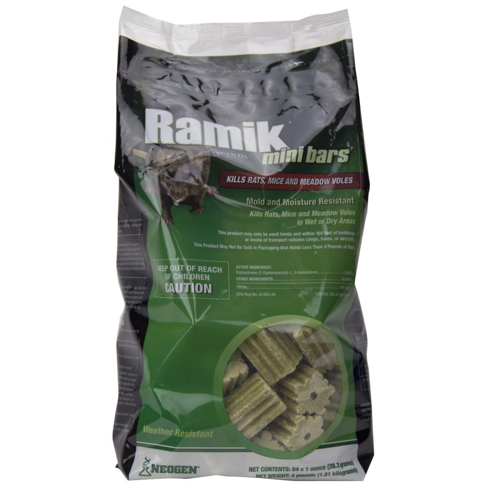 Neogen Ramik pouch front view showing resealable 4-pound bag and labeling benefit