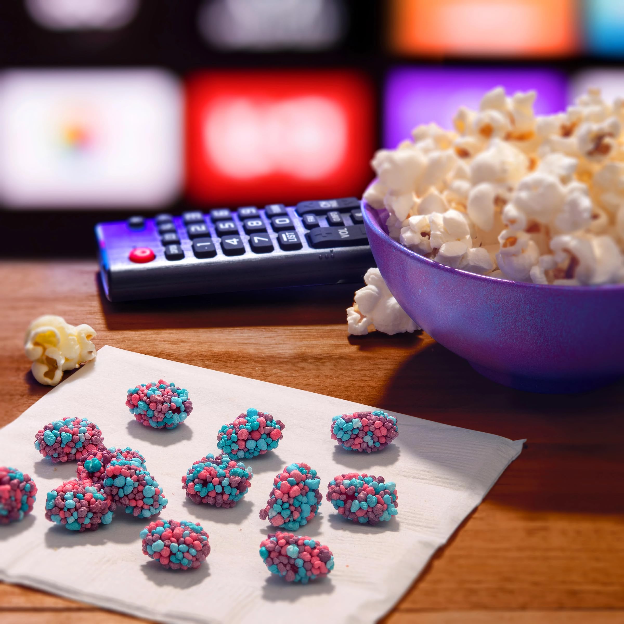 NERDS en bol sobre mesa para fiestas, aporta color festivo