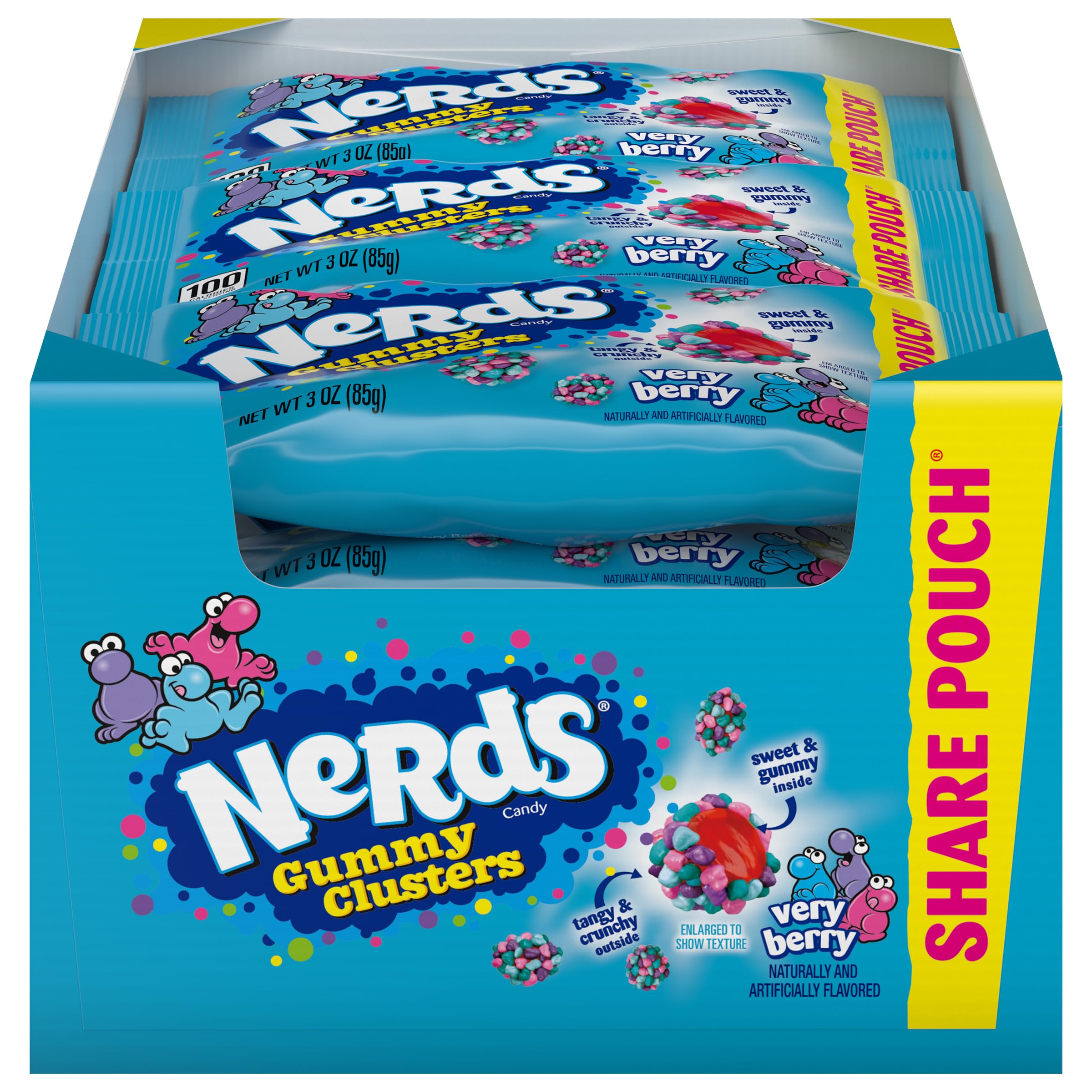 NERDS empaque frontal Very Berry que muestra diseño y tamaño
