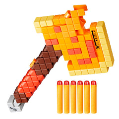 NERF Firebrand vista frontal mostrando diseño Minecraft y forma de hacha