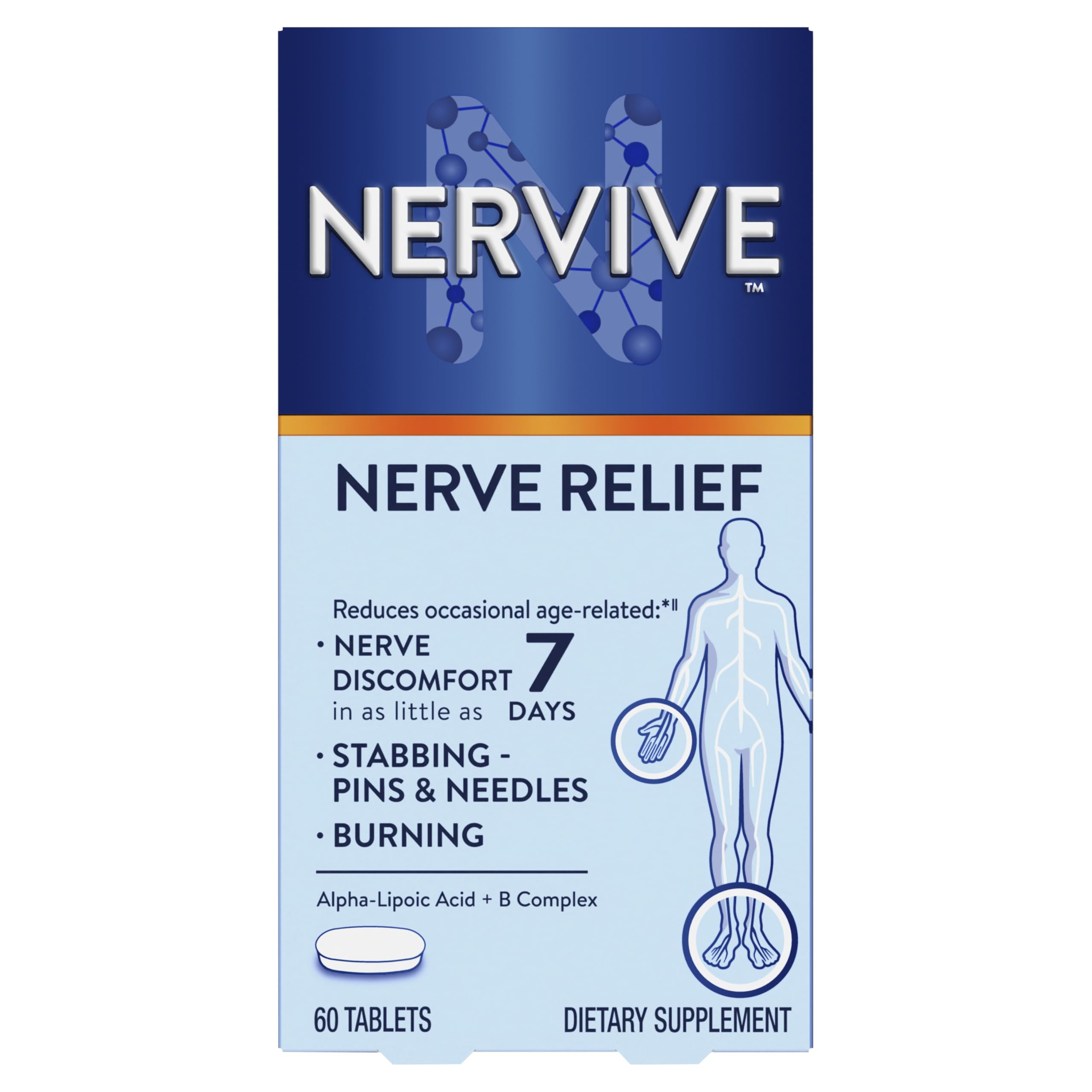 Nervive frente del empaque mostrando bote y beneficio de alivio ocasional