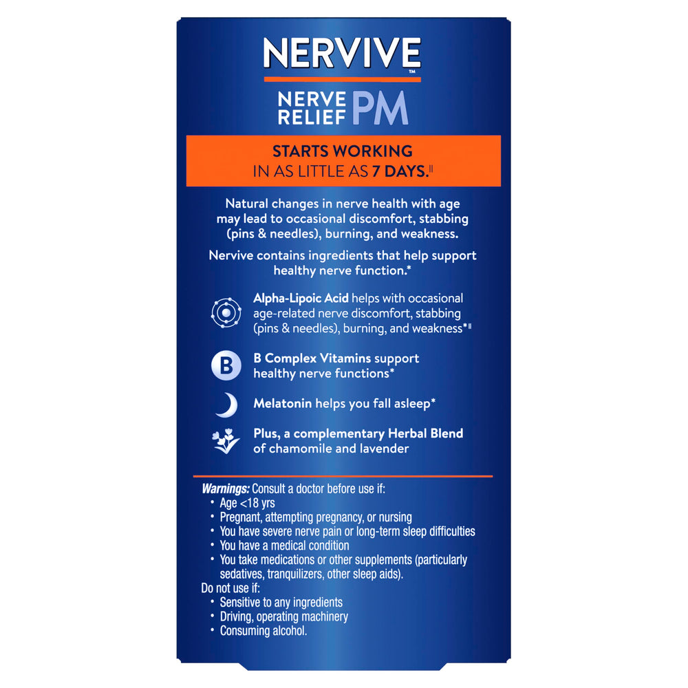 Nervive ácido alfa-lipoico en primer plano como ingrediente clave