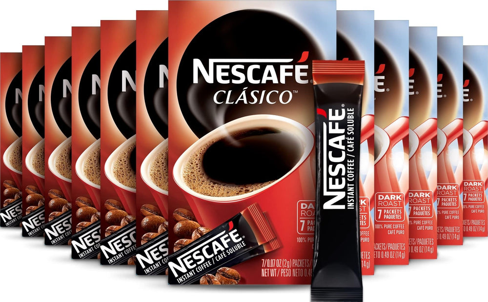 Nescafé Clasico front packaging showing brand and bold roast benefits