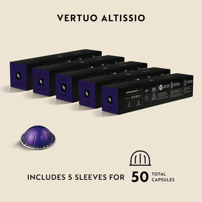 Nespresso Altissio packaging side label displaying roast and intensity details