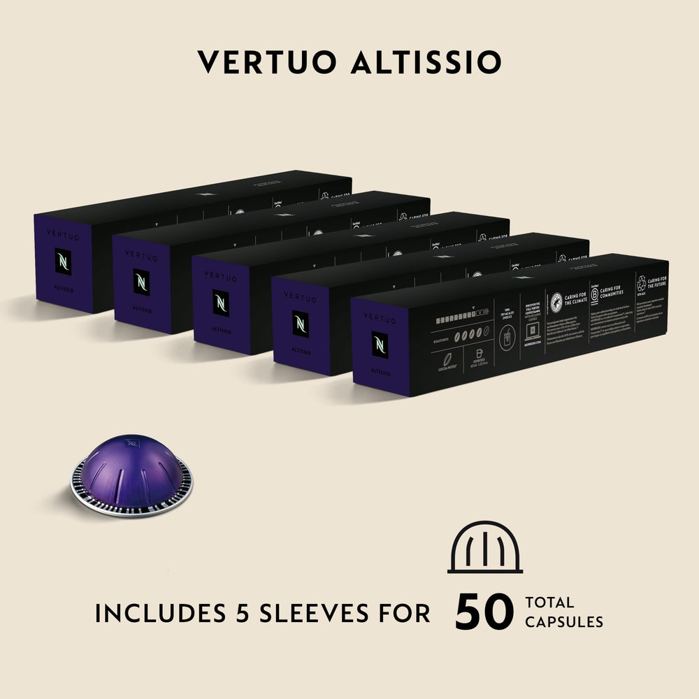 Nespresso Altissio packaging side label displaying roast and intensity details