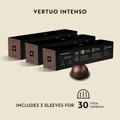 Nespresso Intenso pour action from Vertuo machine showing rich stream benefit