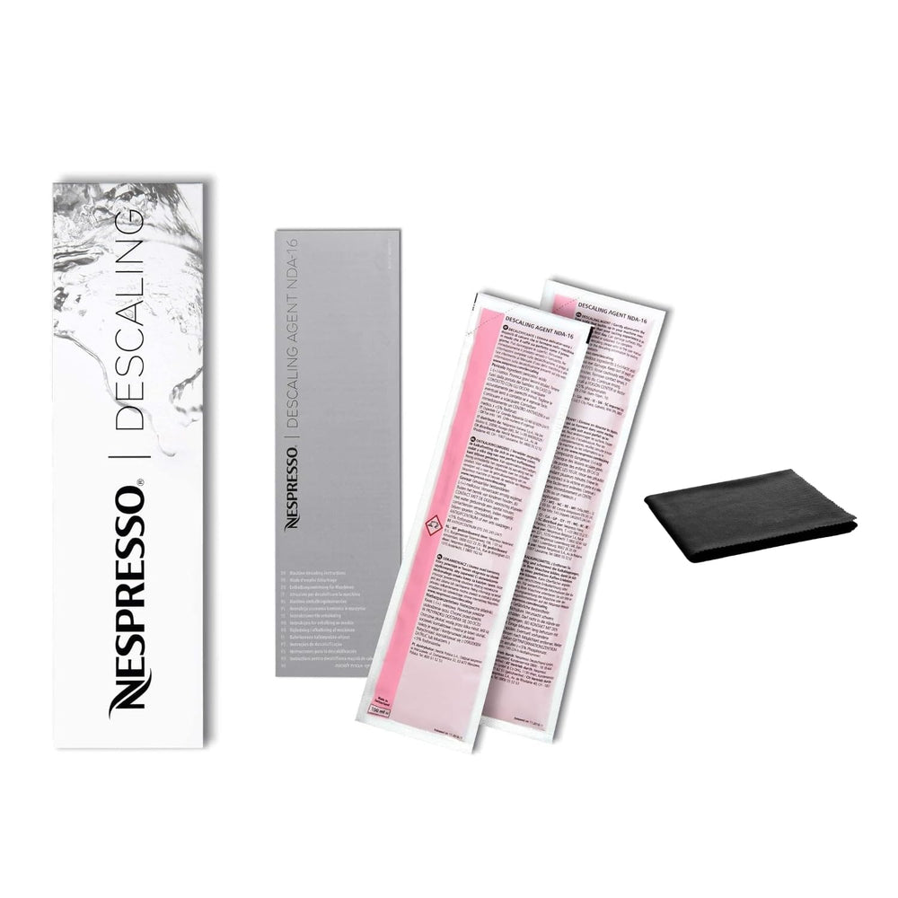 Nespresso kit de descalcificación frontal con sobres y paño, mantenimiento fácil