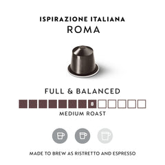 Close-up of a Nespresso Roma capsule showing texture and finish, indicating freshness preservation