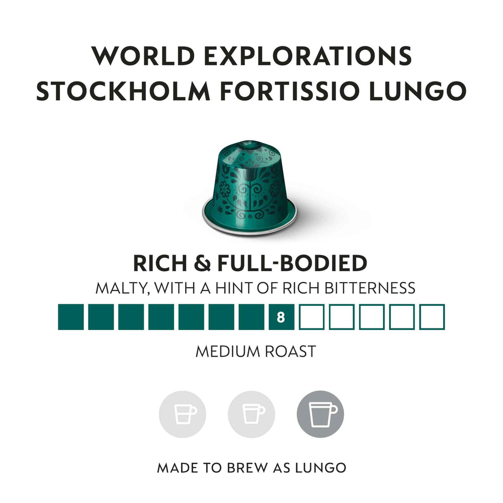 Nespresso cápsula Stockholm primer plano del aluminio y diseño, frescura garantizada