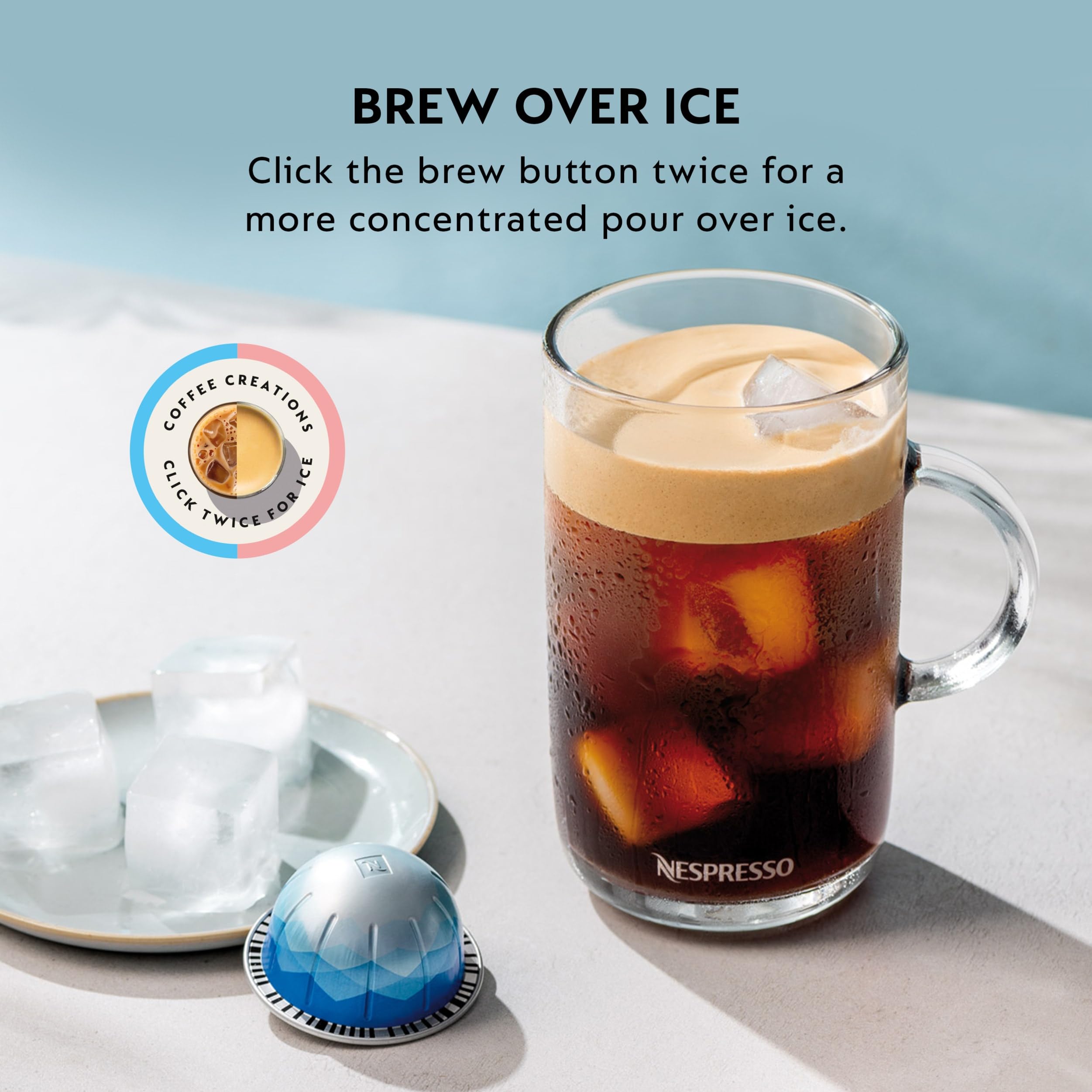 Visual scale of Bianco Doppio and Bianco Forte cup sizes showing serving volumes