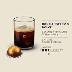 Pouring double espresso with rich crema highlighting Nespresso flavor balance