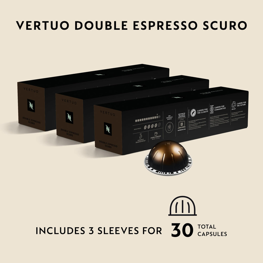Nespresso doble espresso servido en taza resaltando cuerpo y color