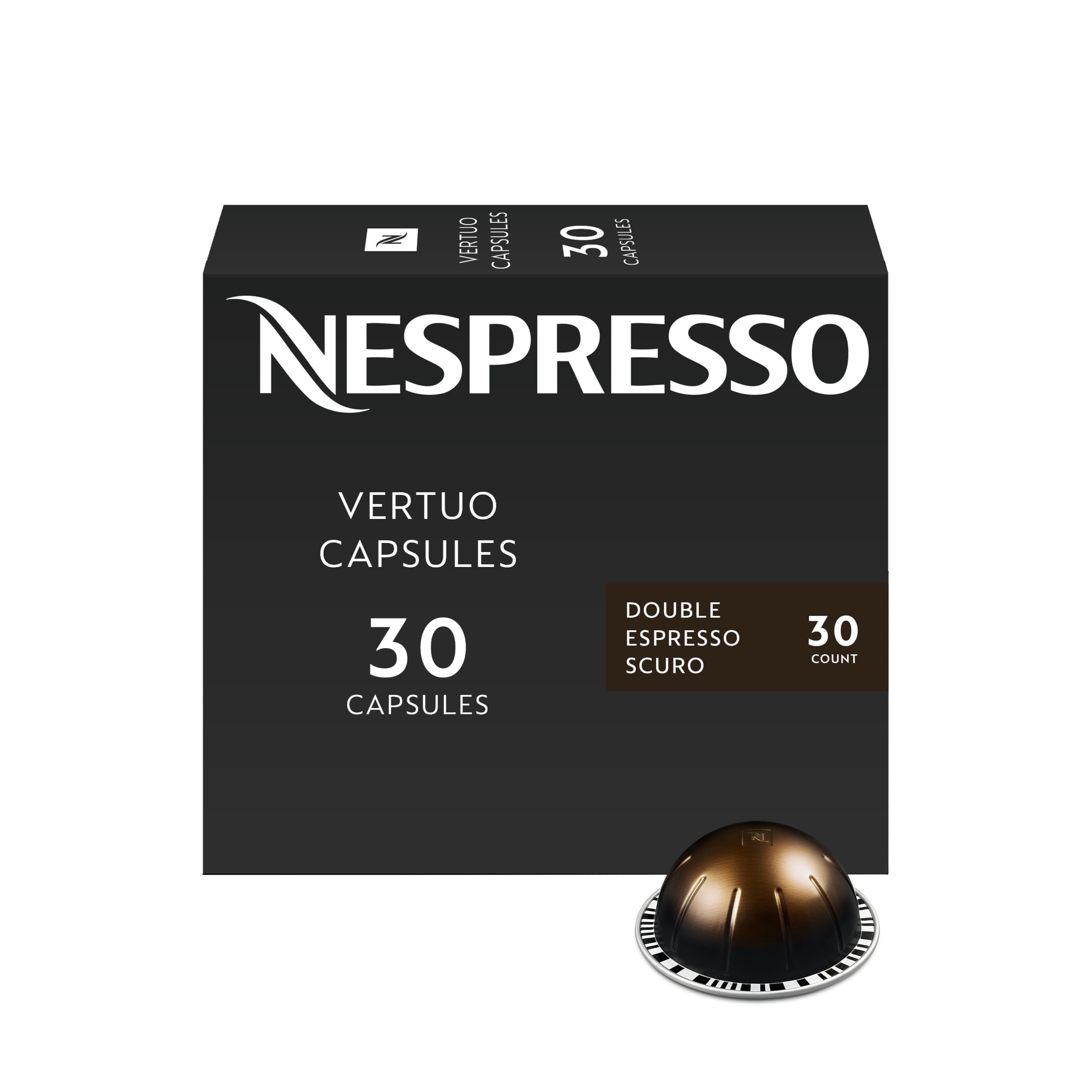 Nespresso cápsulas Scuro frontal mostrando caja y beneficio conveniencia