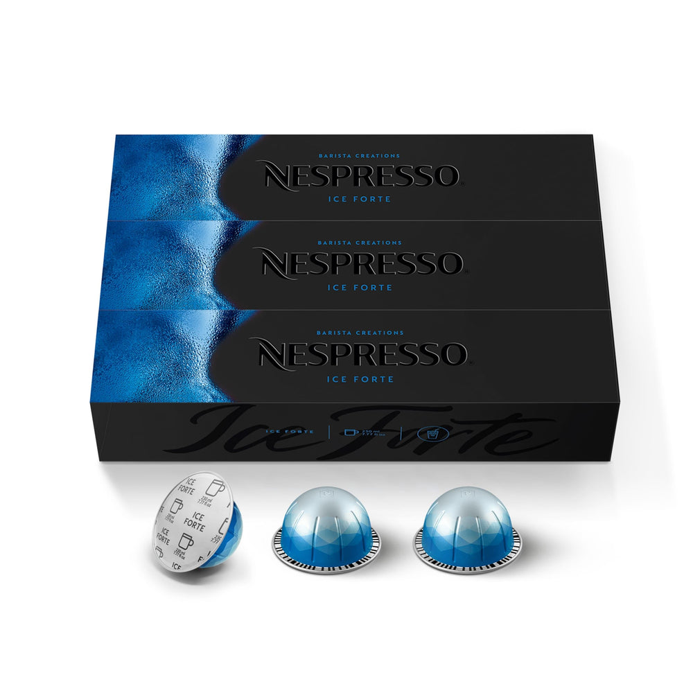 Nespresso Vertuo Ice Forte cápsula detalle que muestra material y sello de frescura