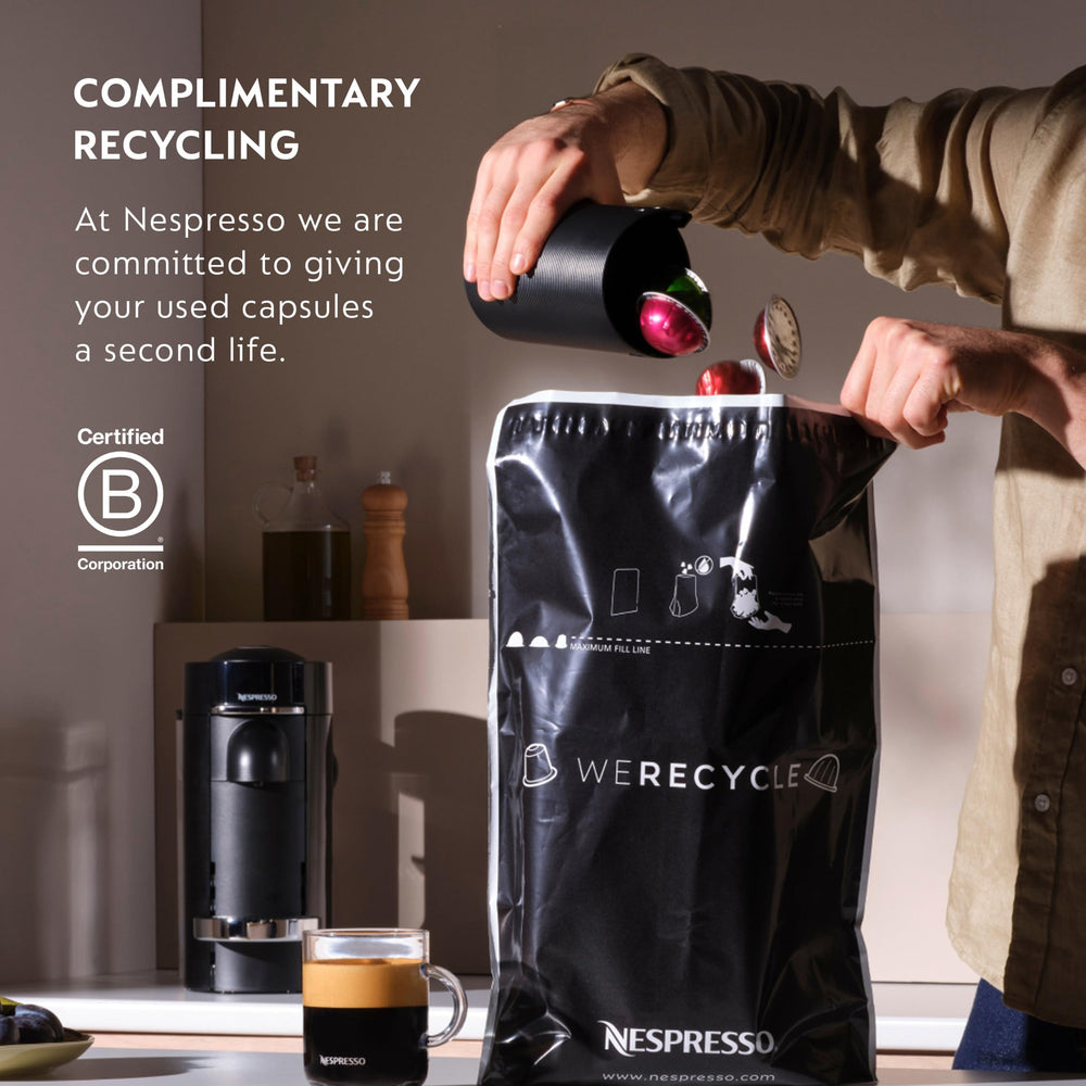 Label and product information on Nespresso Melozio Decaffeinato packaging
