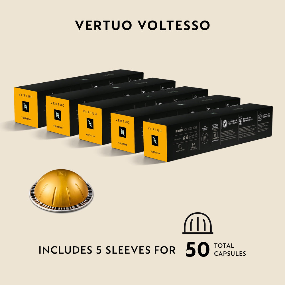 Nespresso Voltesso capsule loaded into Vertuo machine demonstrating easy brewing