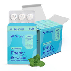 Neuro chicle frente del envase mostrando 54 piezas y conveniencia