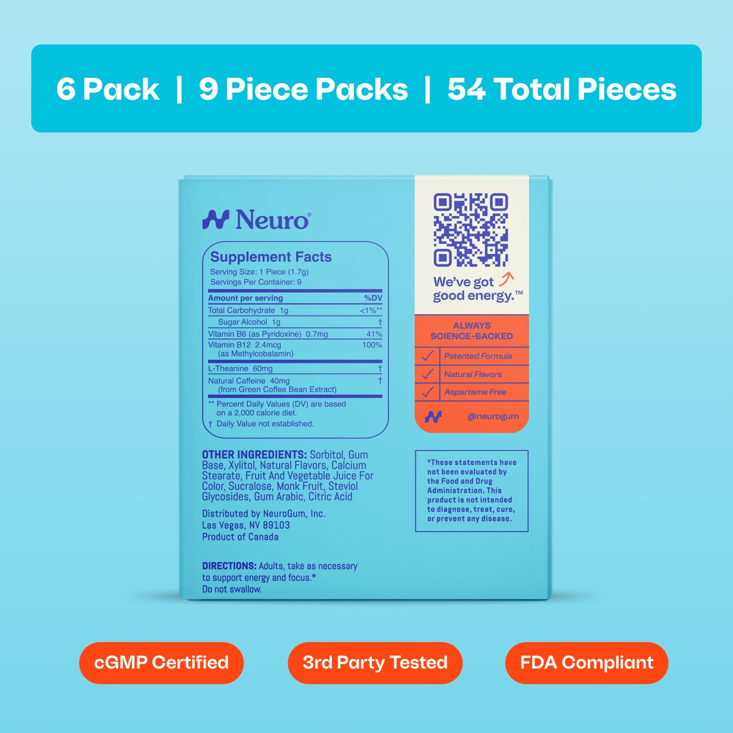 Neuro cinnamon nutrition and directions closeup emphasizing clear usage guidance