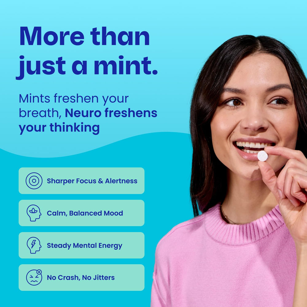Neuro spearmint close-up of a single mint, highlighting smooth texture and fresh flavor