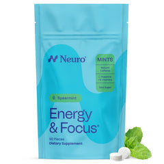 Neuro spearmint front packaging showing compact container and branding for easy portability