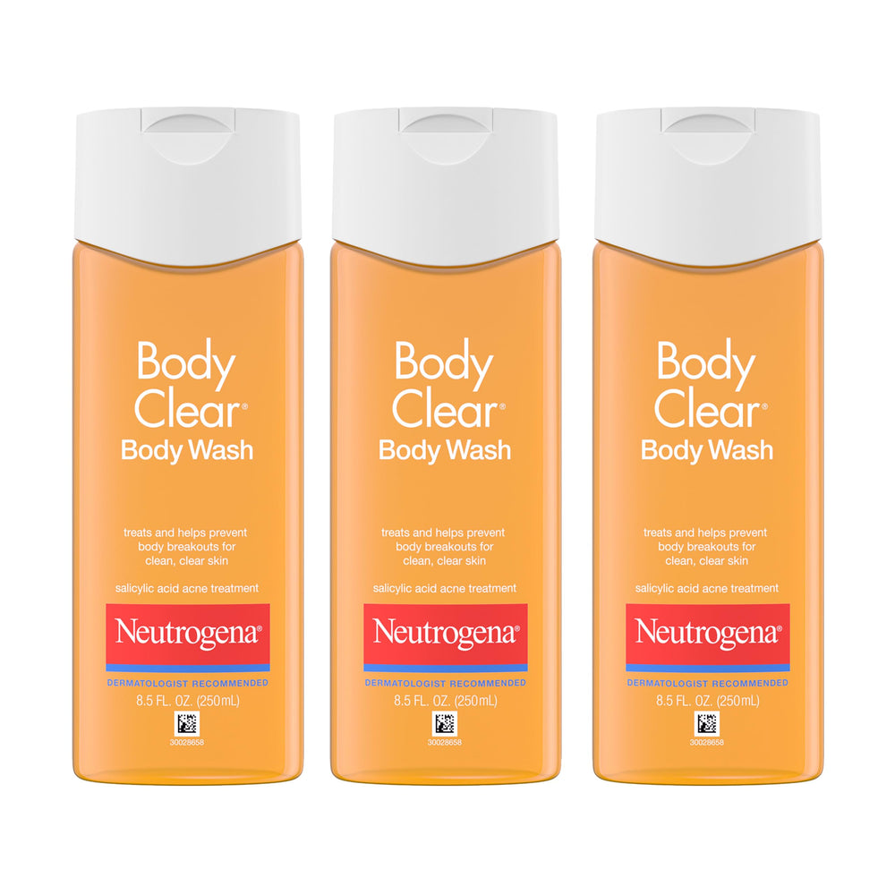 Neutrogena frontal pack mostrando las tres botellas y beneficio de suministro continuo