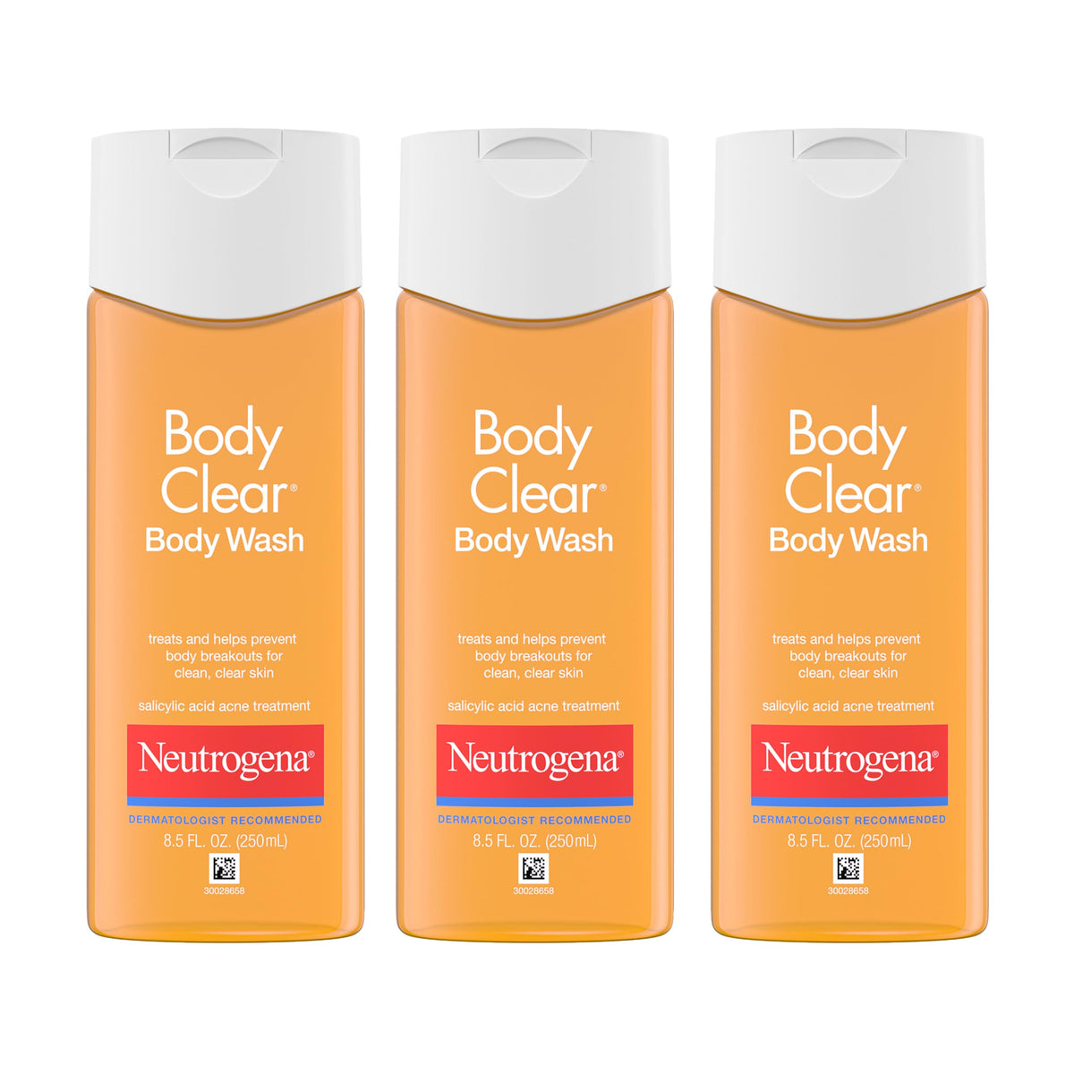 Neutrogena frontal pack mostrando las tres botellas y beneficio de suministro continuo