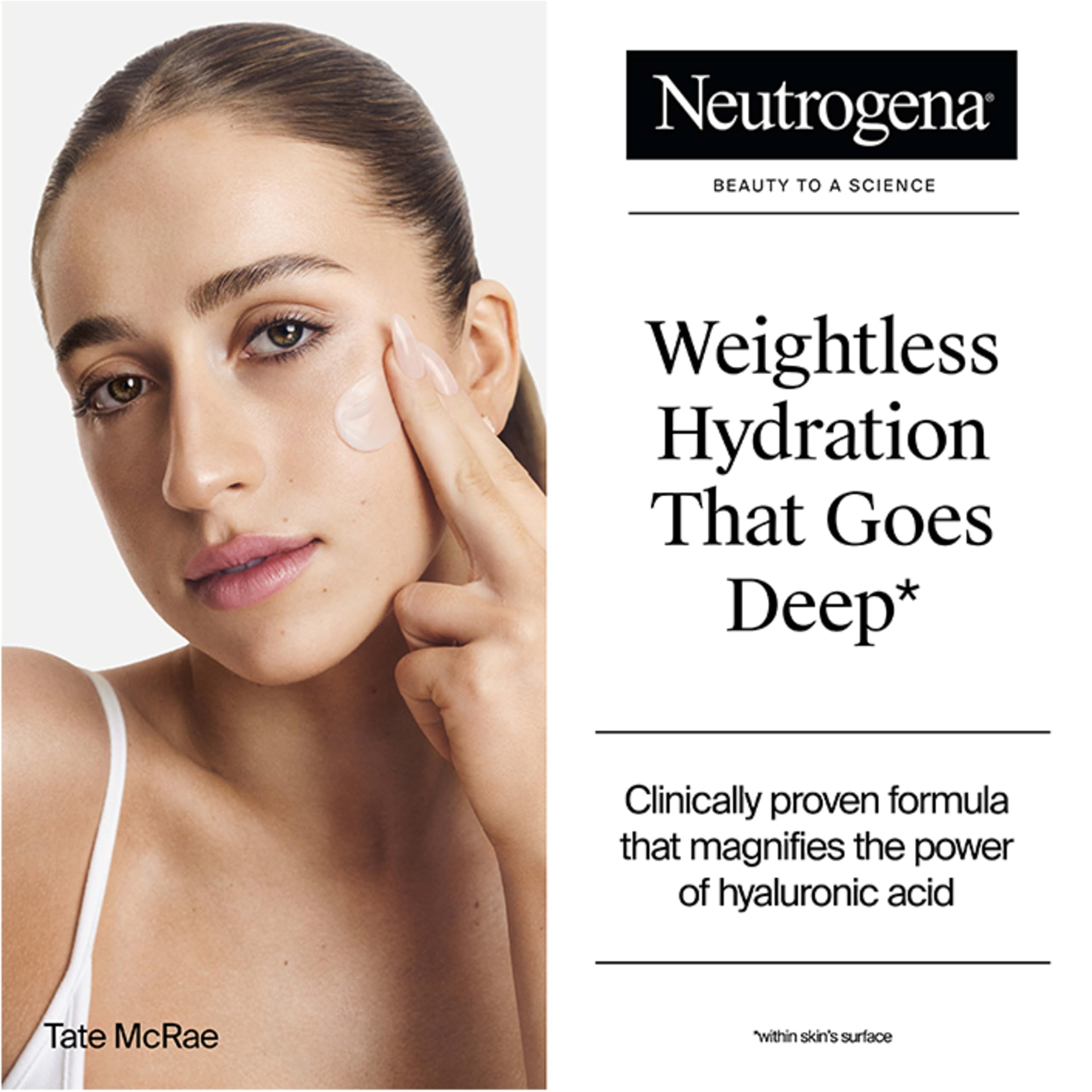 Neutrogena textura del gel en la piel, detalle que muestra absorción rápida