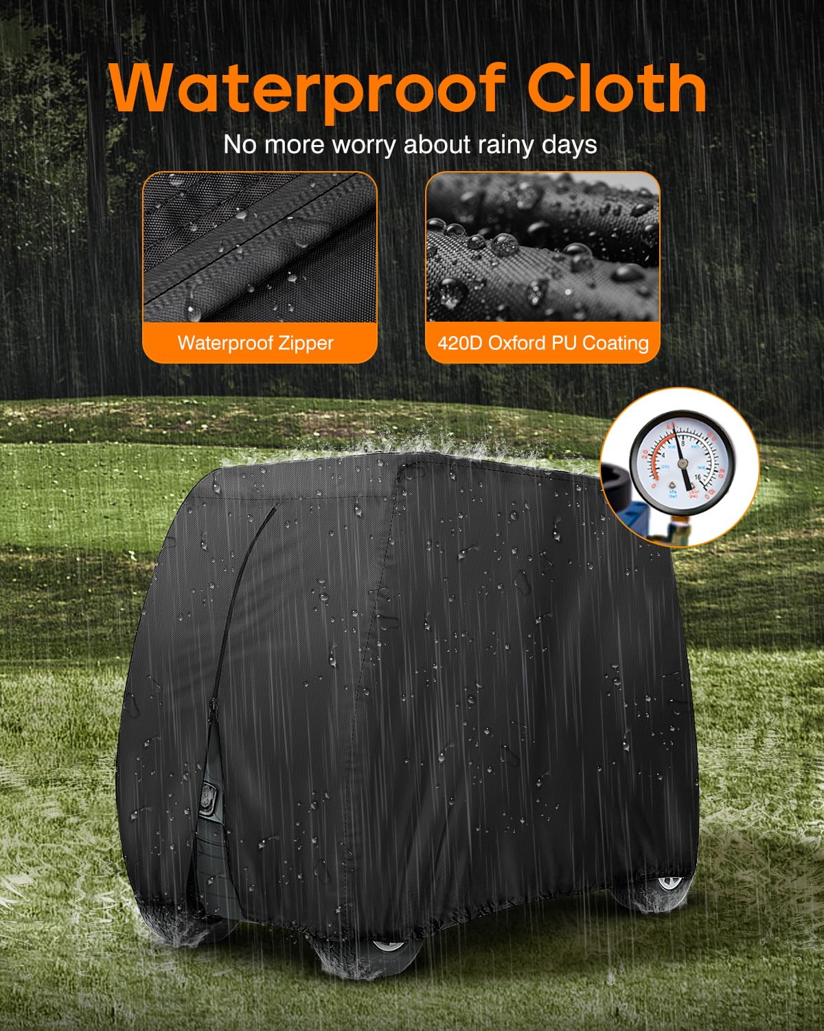 NEVERLAND funda instalada en carrito al aire libre, protege contra lluvia y sol