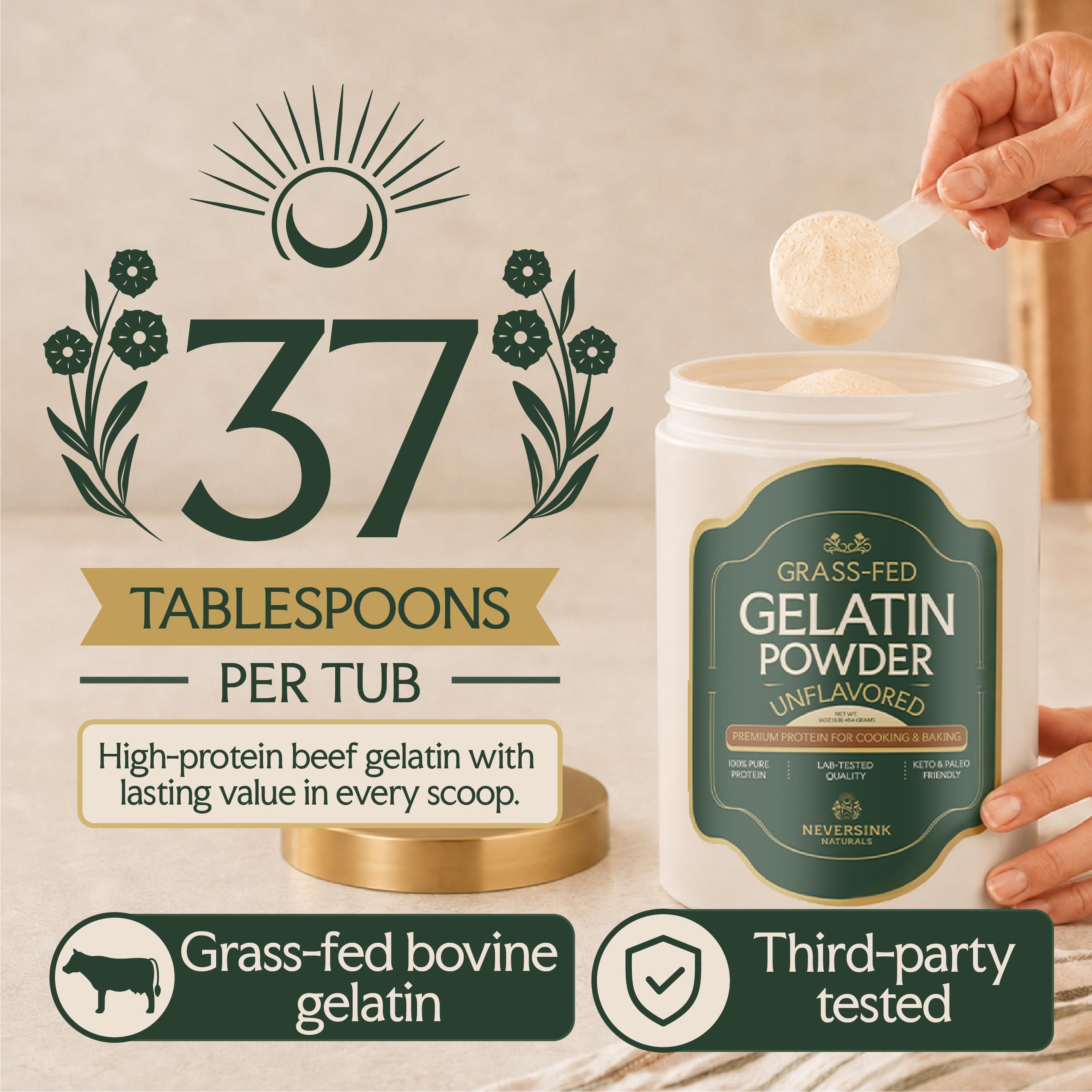 Ambiente de cocina con Neversink Naturals gelatina lista para usar