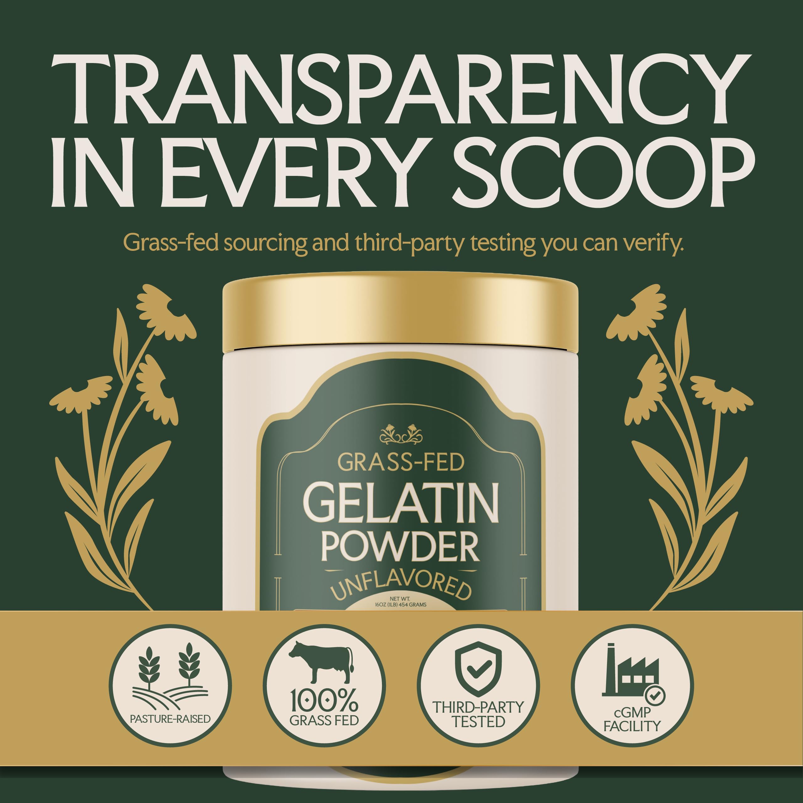 Etiqueta de Neversink Naturals gelatina sin aditivos, información clara