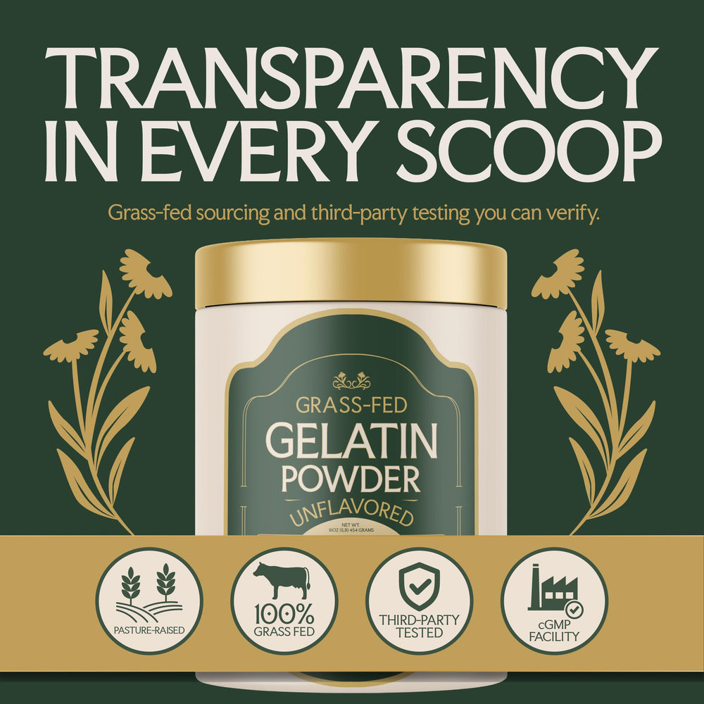 Etiqueta de Neversink Naturals gelatina sin aditivos, información clara