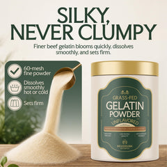 Detalle del polvo de Neversink Naturals gelatina textura fina y uniforme