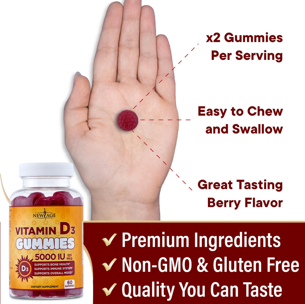 NEW AGE gummy beside a coin for size comparison and dosing clarity