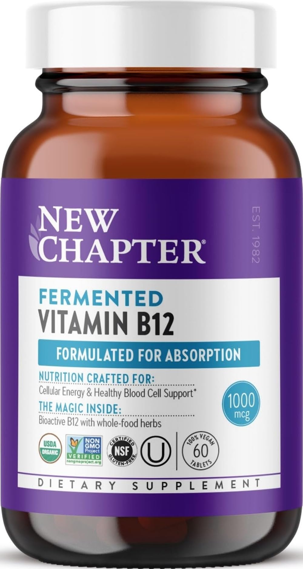 New Chapter bottle front packaging showing label and certifications for quick choice