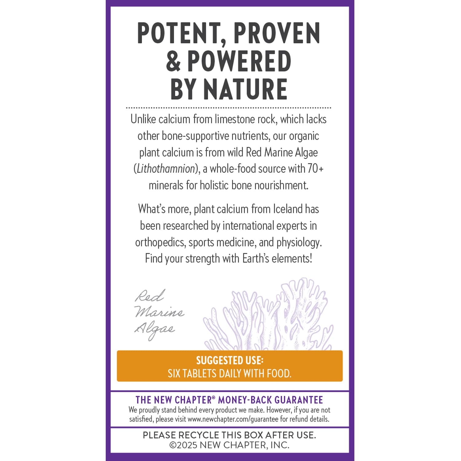 New Chapter tabletas sobre madera sugiriendo origen vegetal y natural