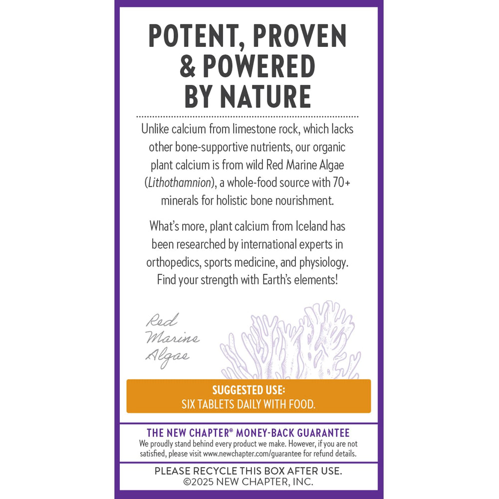 New Chapter tabletas sobre madera sugiriendo origen vegetal y natural
