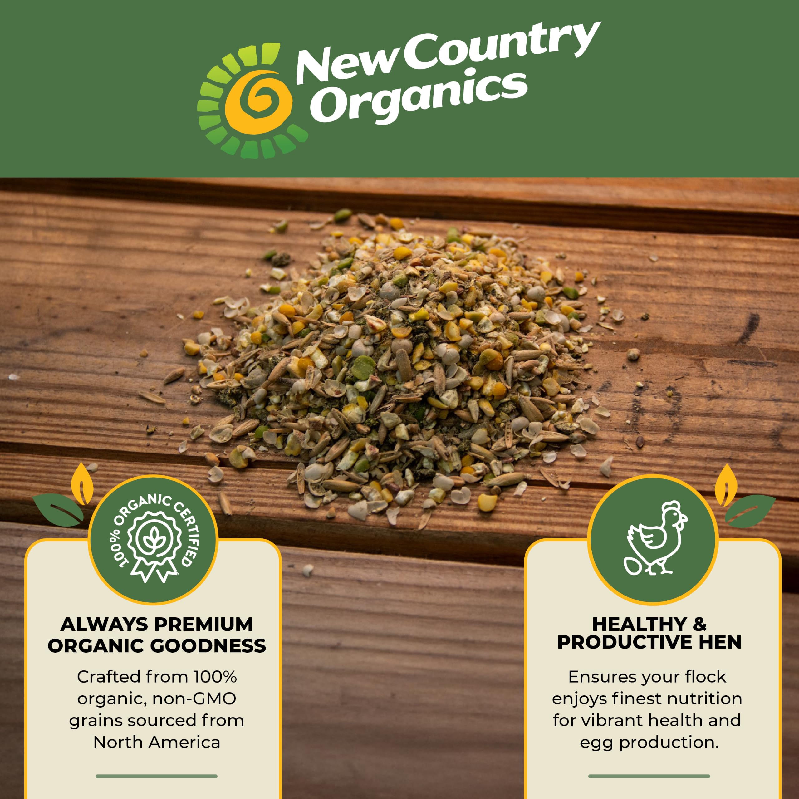New Country Organics textura granulada del pienso, favorece digestión eficiente