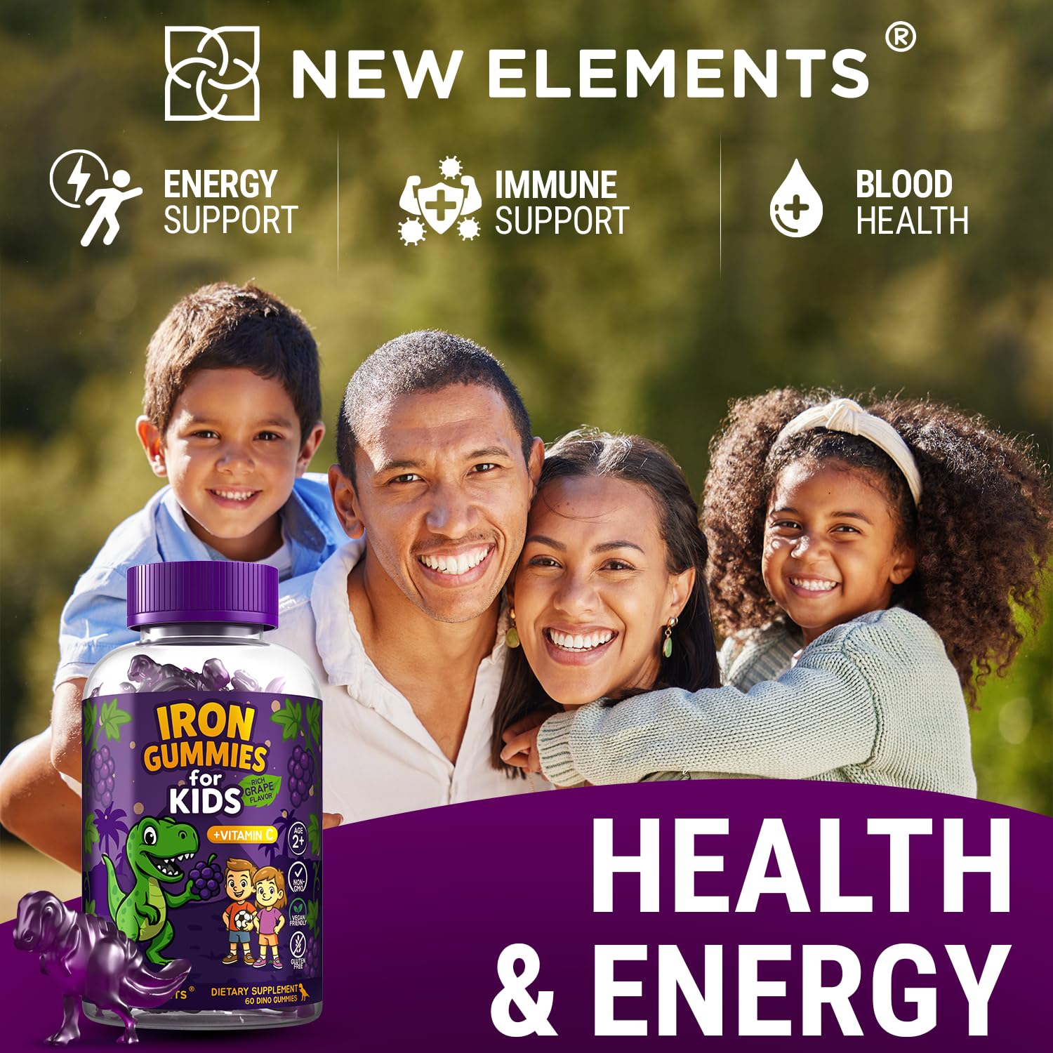 New Elements gominolas sobre mesa de desayuno listos para consumo rápido