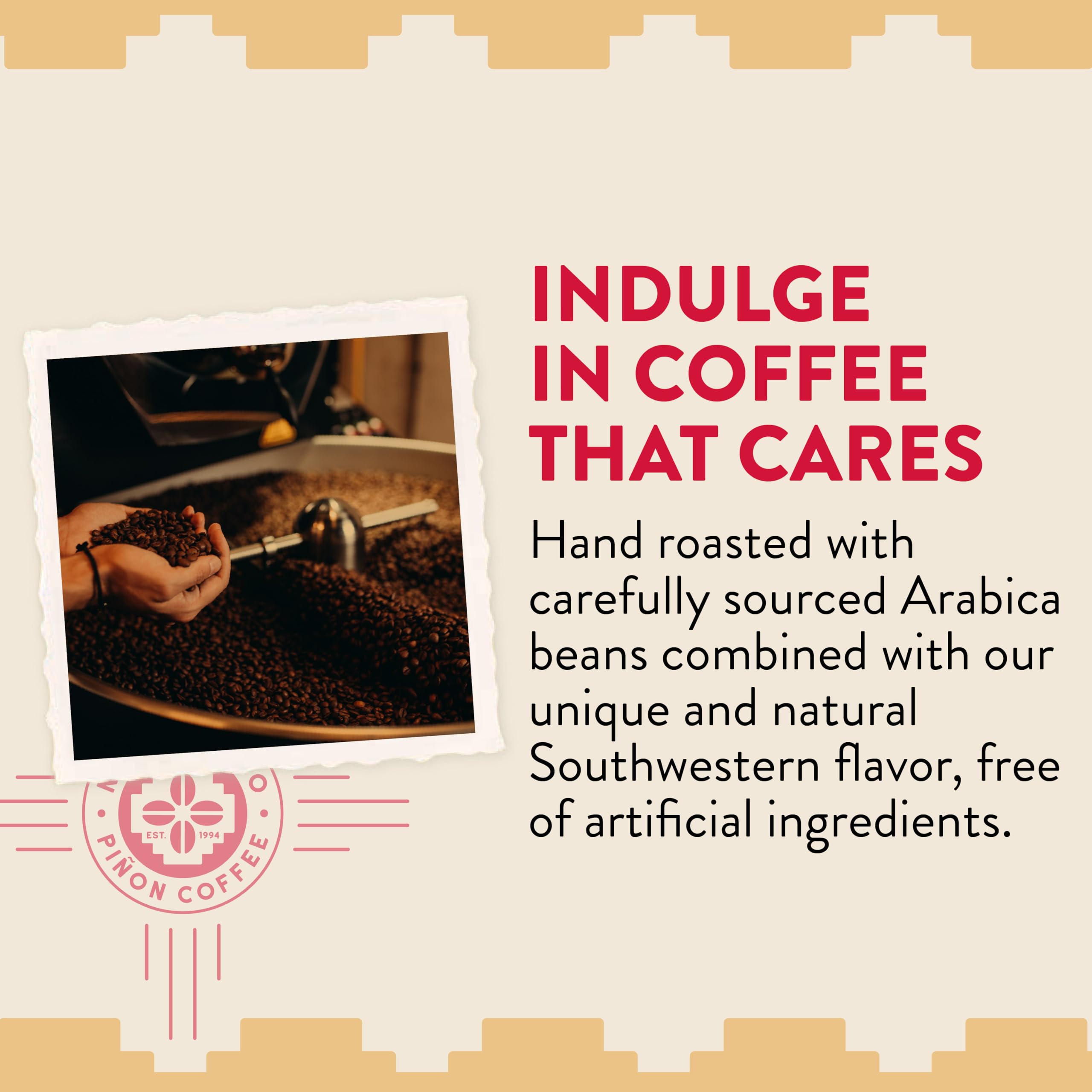 New Mexico Piñon Coffee in kitchen lifestyle scene showing everyday enjoyment