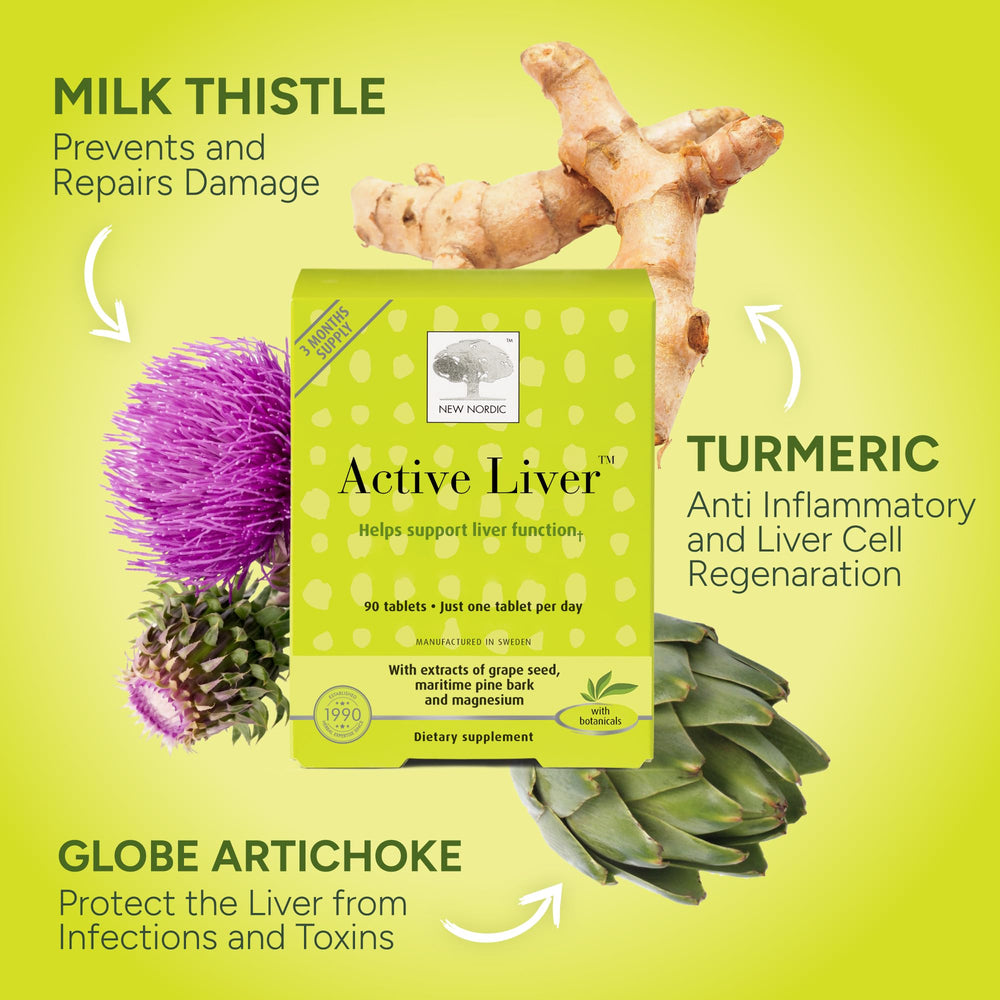 NEW NORDIC milk thistle artichoke and turmeric ingredients displayed for transparency