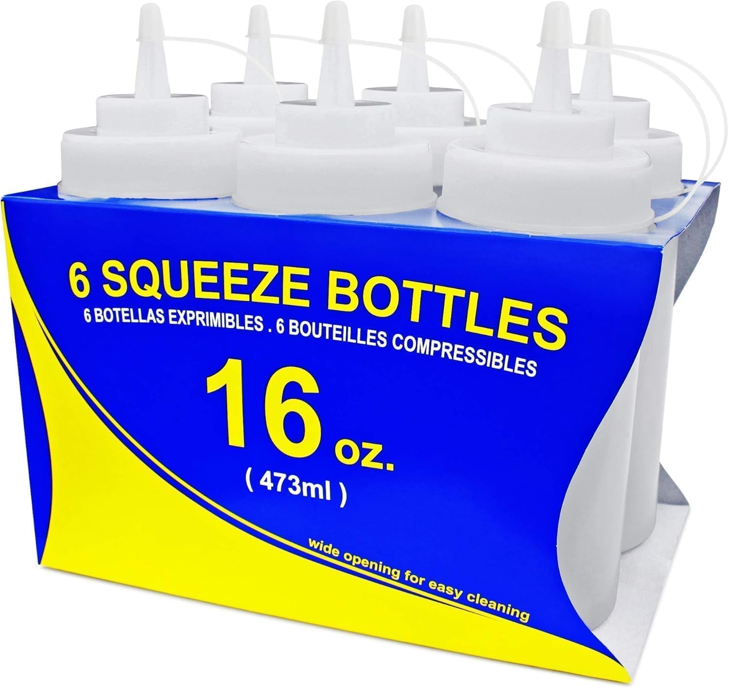 New Star Foodservice pack de 6 botellas transparentes, ahorro de tiempo