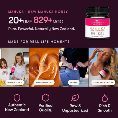 NEW ZEALAND HONEY CO drizzling over yogurt adding flavor and natural sweetness