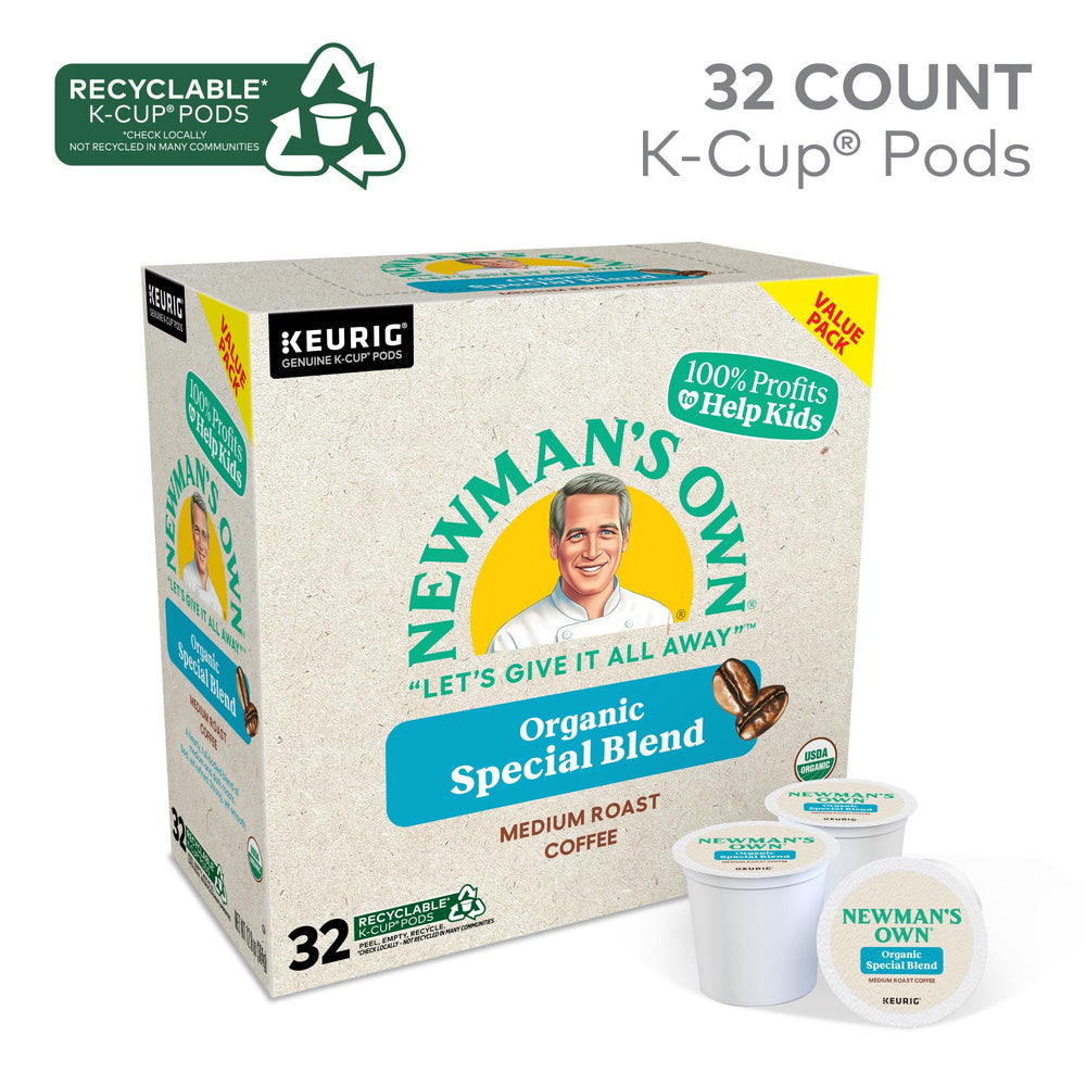 Newman's Own close-up of K-Cup pod top and rim, showing pod detail and easy-use benefit