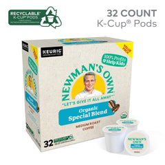 Newman's Own close-up of K-Cup pod top and rim, showing pod detail and easy-use benefit