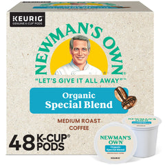 Newman's Own caja frontal mostrando diseño y beneficios