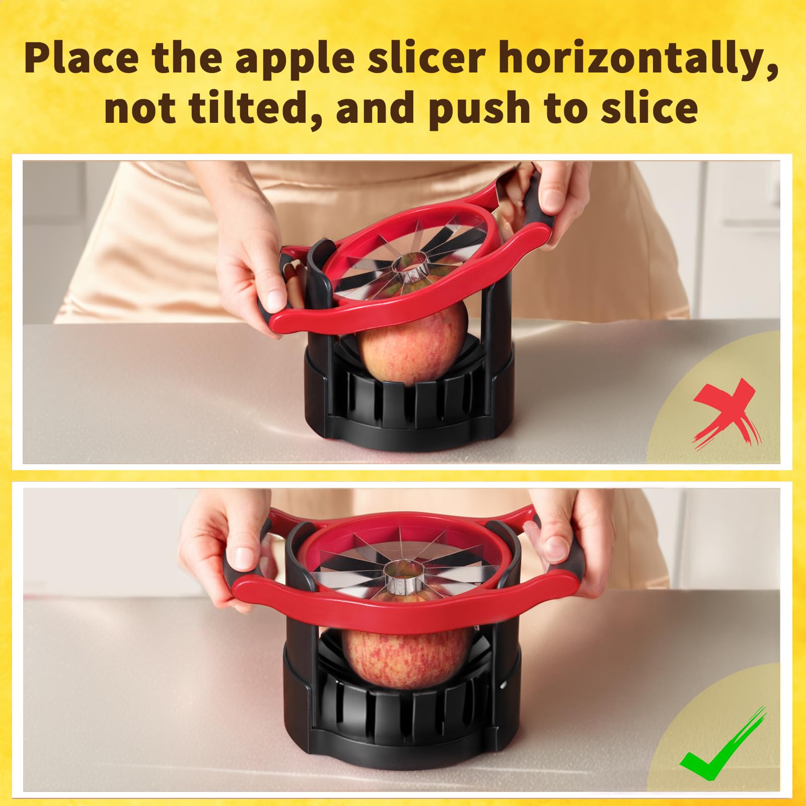 Newness comparación de tamaño con una manzana grande para mostrar capacidad